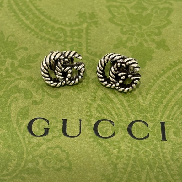 Gucci Gray Twisted Rope Earrings - Picture 1 of 6
